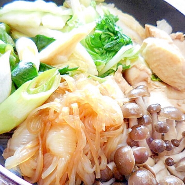 ❤白菜とシメジと長葱と鶏肉の醤油鍋❤